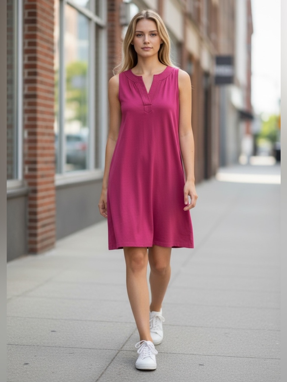 New York &Company Sleeveless Pink Cotton Dress
